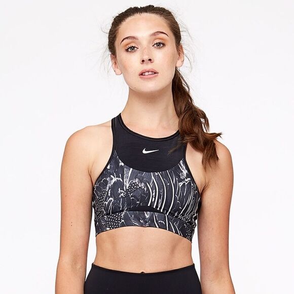 Nike Swoosh Mesh Sports Bra Black White  Support S - Picture 2 of 11